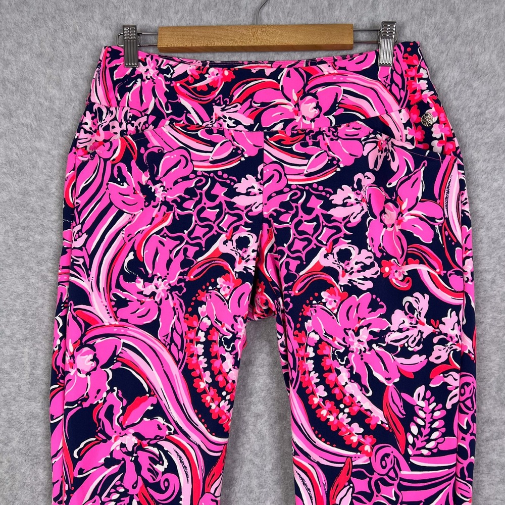 Lilly Pulitzer Low Tide Navy Pink Print Luxletic Corso Pant UPF 50+ Size 8 - Picture 2 of 13